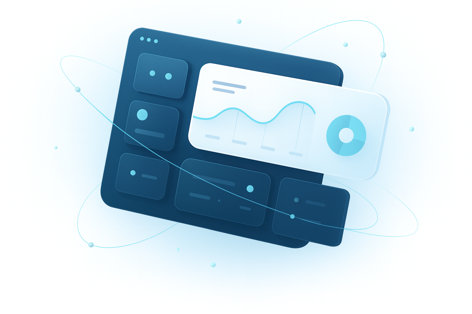 Product dashboards on a mobile device with charts and components